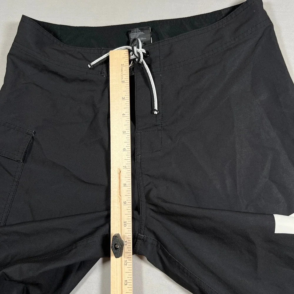 DC Shoes Mens Black Board Shorts White Logo Size 30 Surf Skate Swim Trunks Y2K